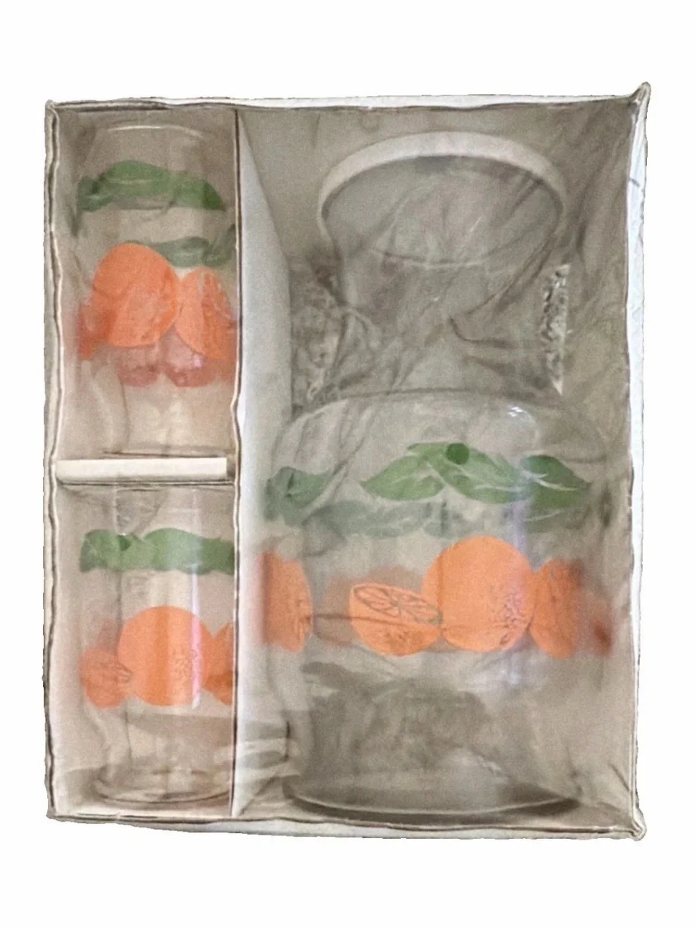 Anchor Hocking Clear Glass Juice Set with Orange Graphic